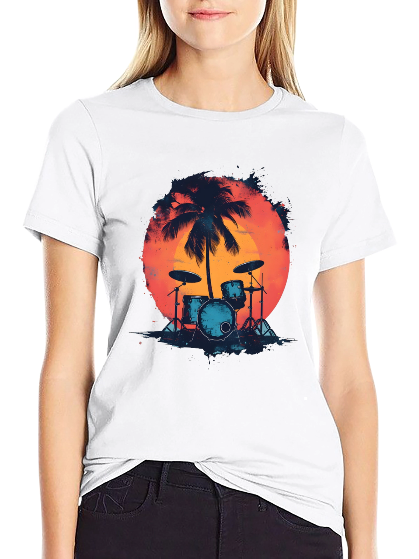 Sunset Drum Set Graphic Tee
