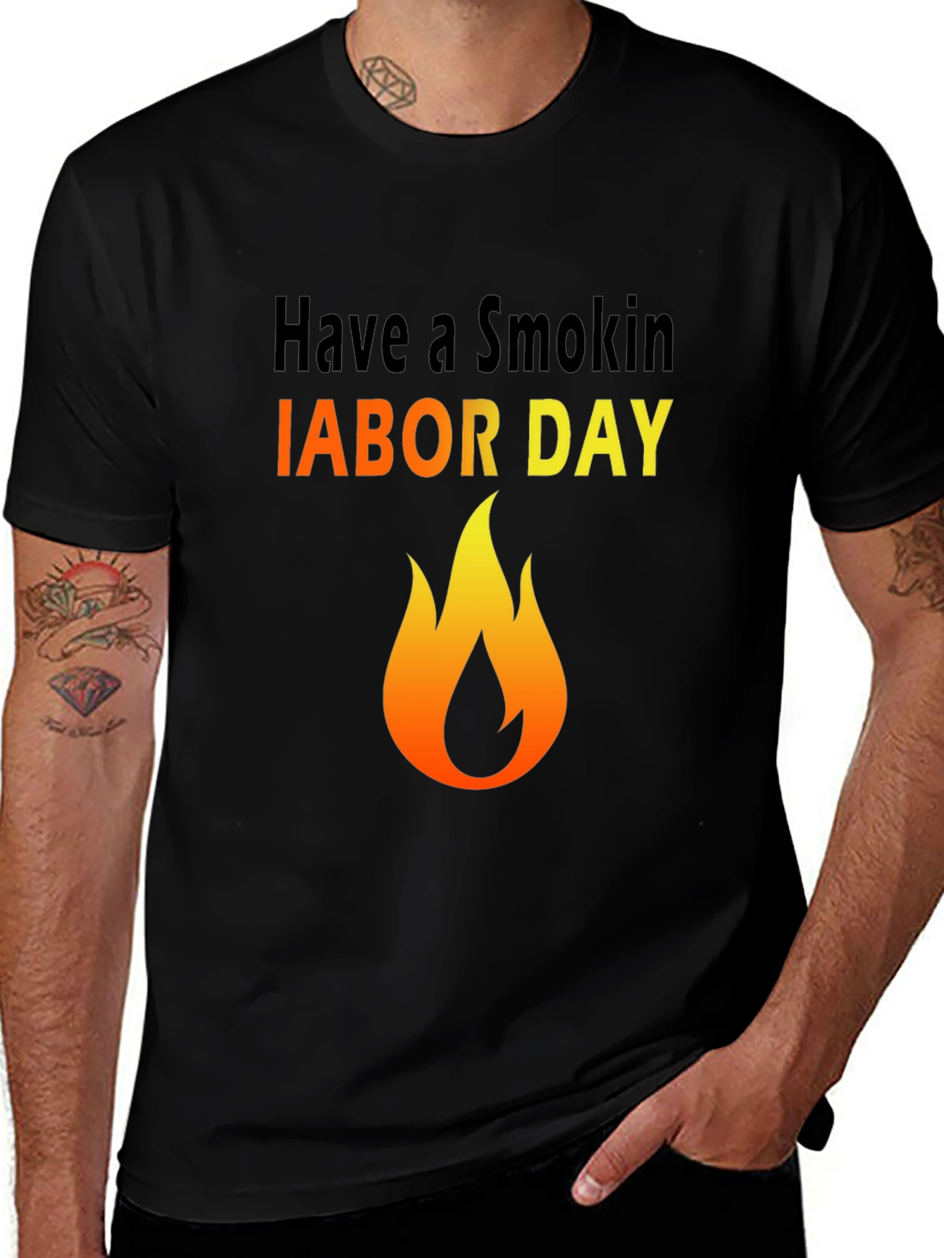 Smokin Labor Day T-Shirt - Flame Graphic Tee