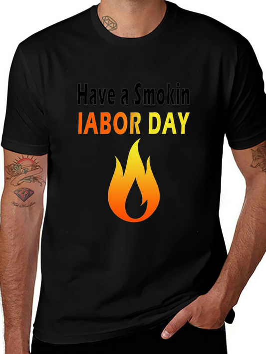 Smokin Labor Day T-Shirt - Flame Graphic Tee