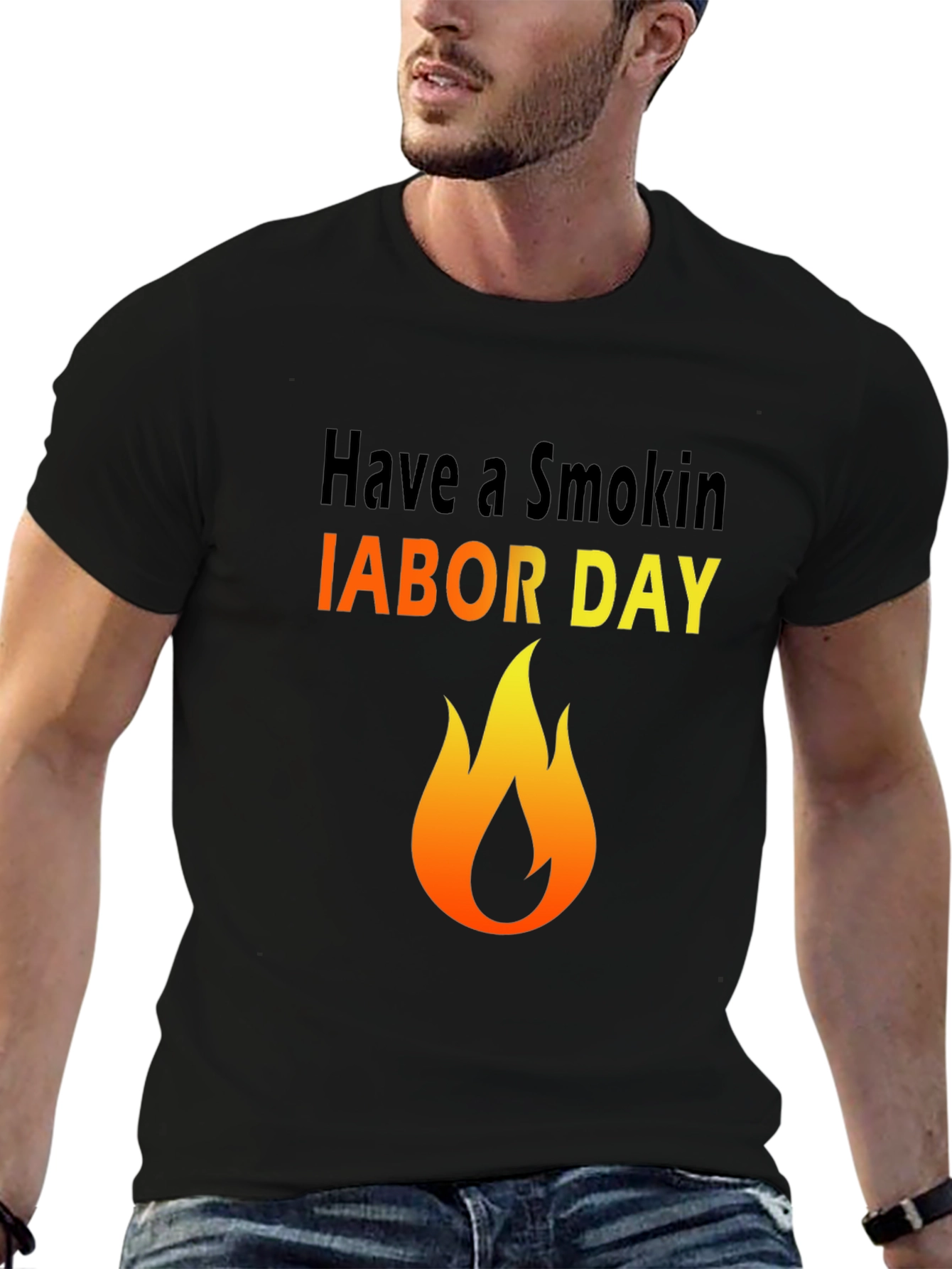 Smokin Labor Day T-Shirt - Flame Graphic Tee