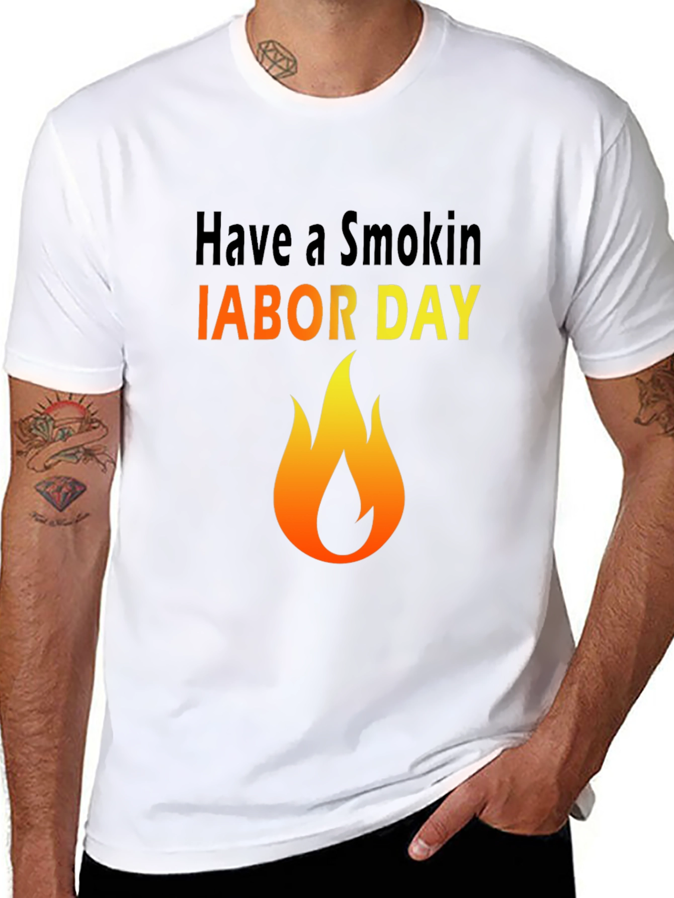 Smokin Labor Day T-Shirt - Flame Graphic Tee