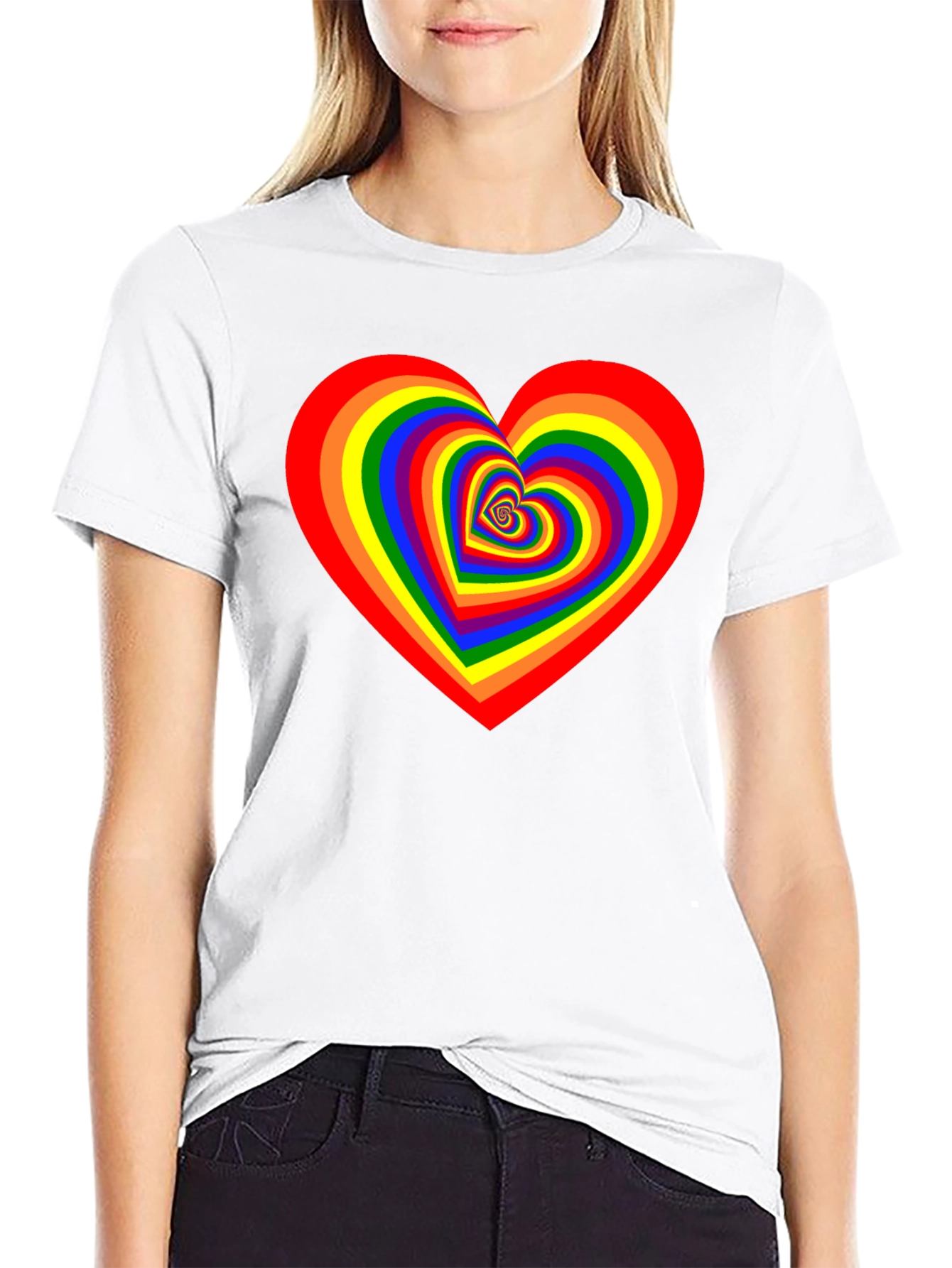Rainbow Heart Graphic Black T-Shirt