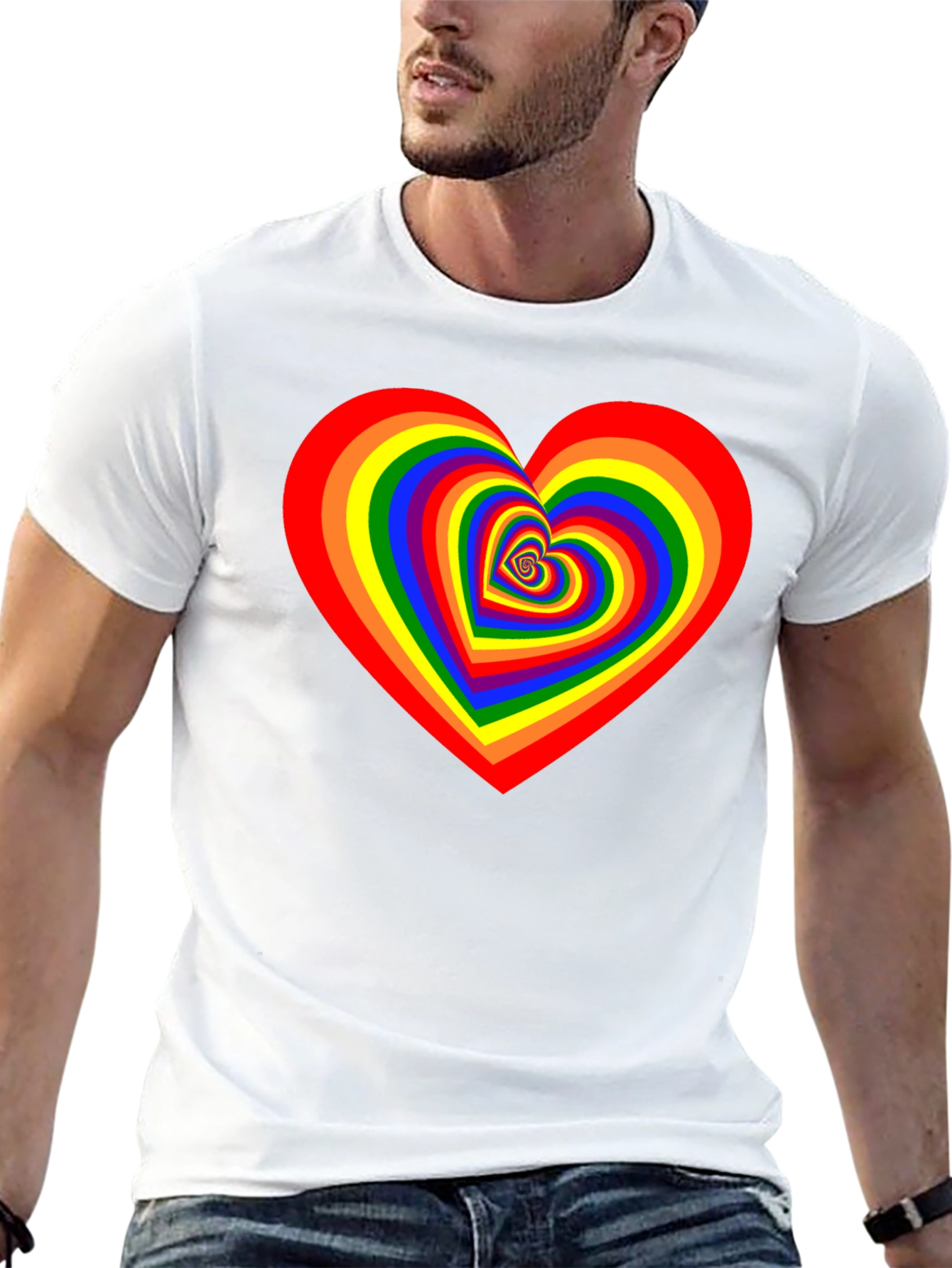 Rainbow Heart Graphic Black T-Shirt
