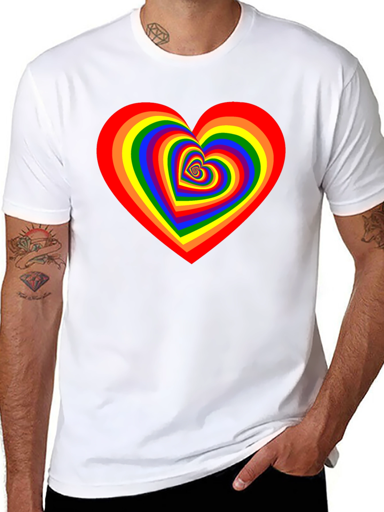 Rainbow Heart Graphic Black T-Shirt