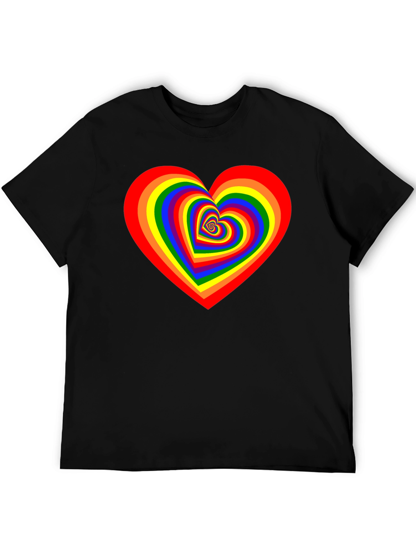 Rainbow Heart Graphic Black T-Shirt