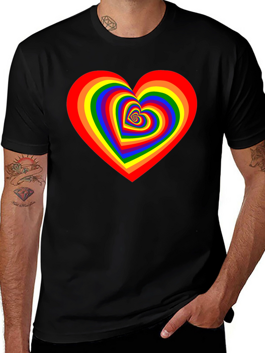 Rainbow Heart Graphic Black T-Shirt