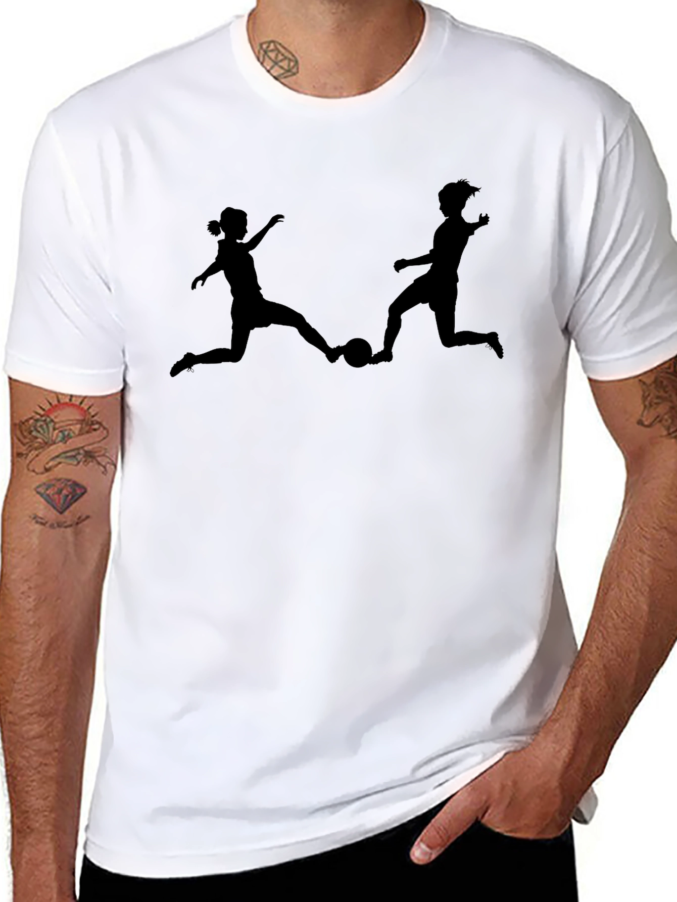 Soccer Players Silhouette Graphic T-Shirt