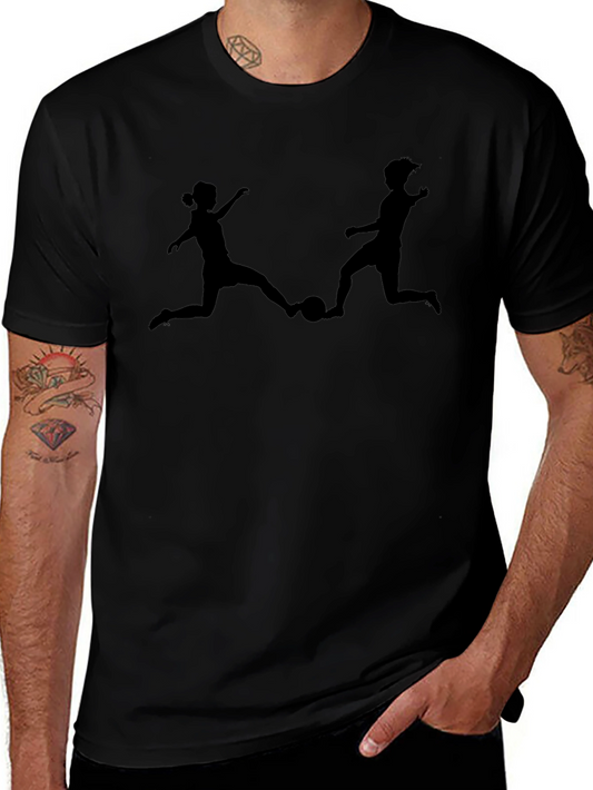 Soccer Players Silhouette Graphic T-Shirt