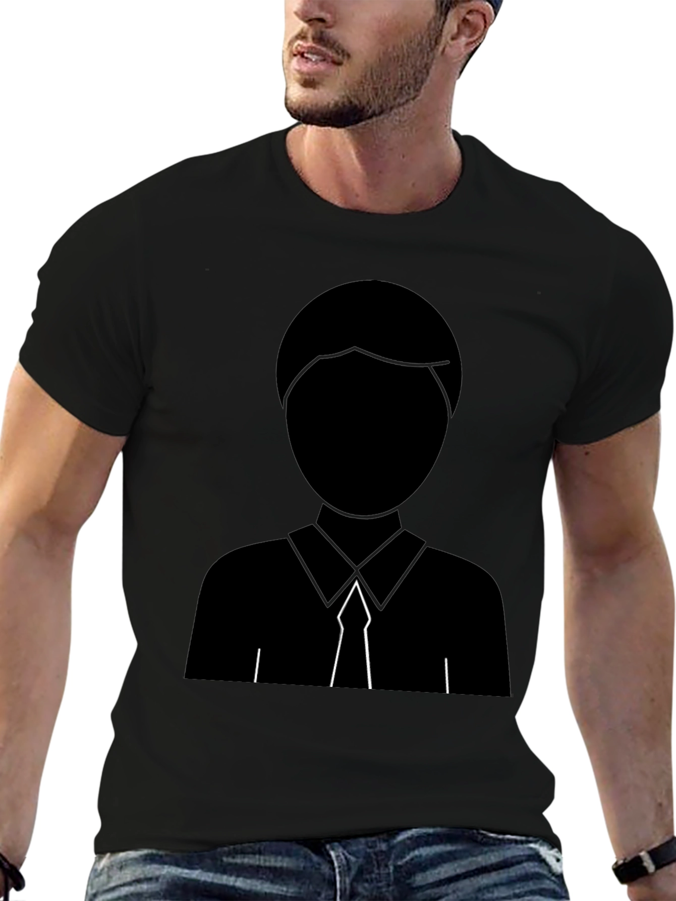 Minimalist Suit Silhouette Black T-Shirt