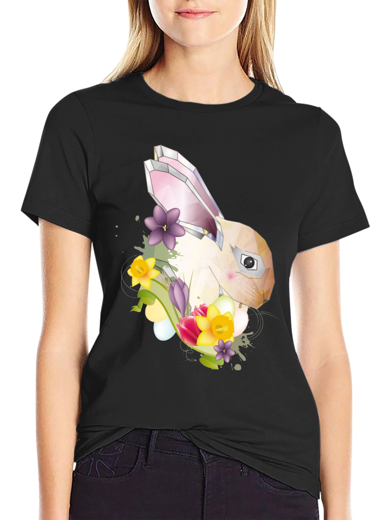 Geometric Bunny Floral T-Shirt