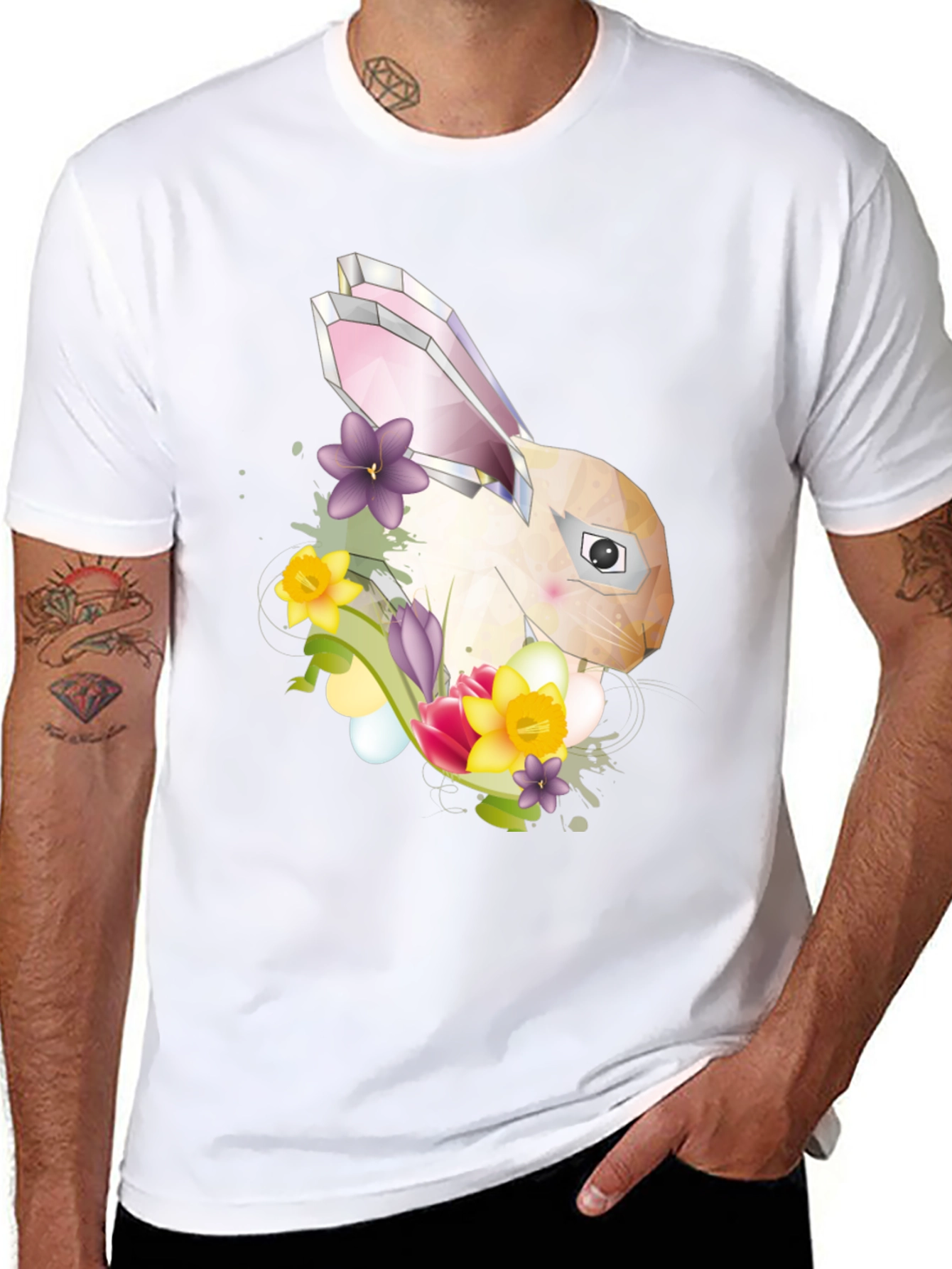 Geometric Bunny Floral T-Shirt