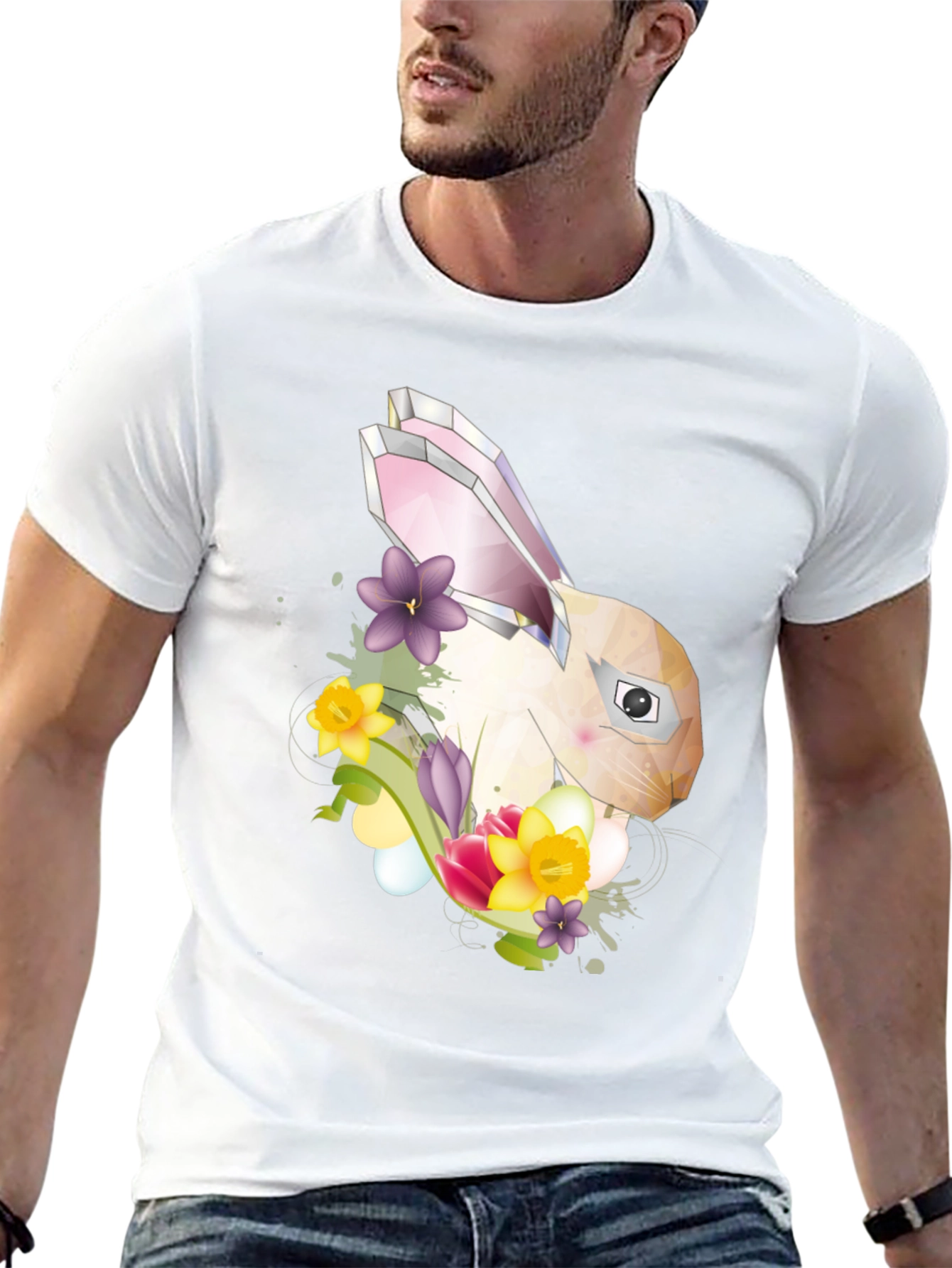 Geometric Bunny Floral T-Shirt