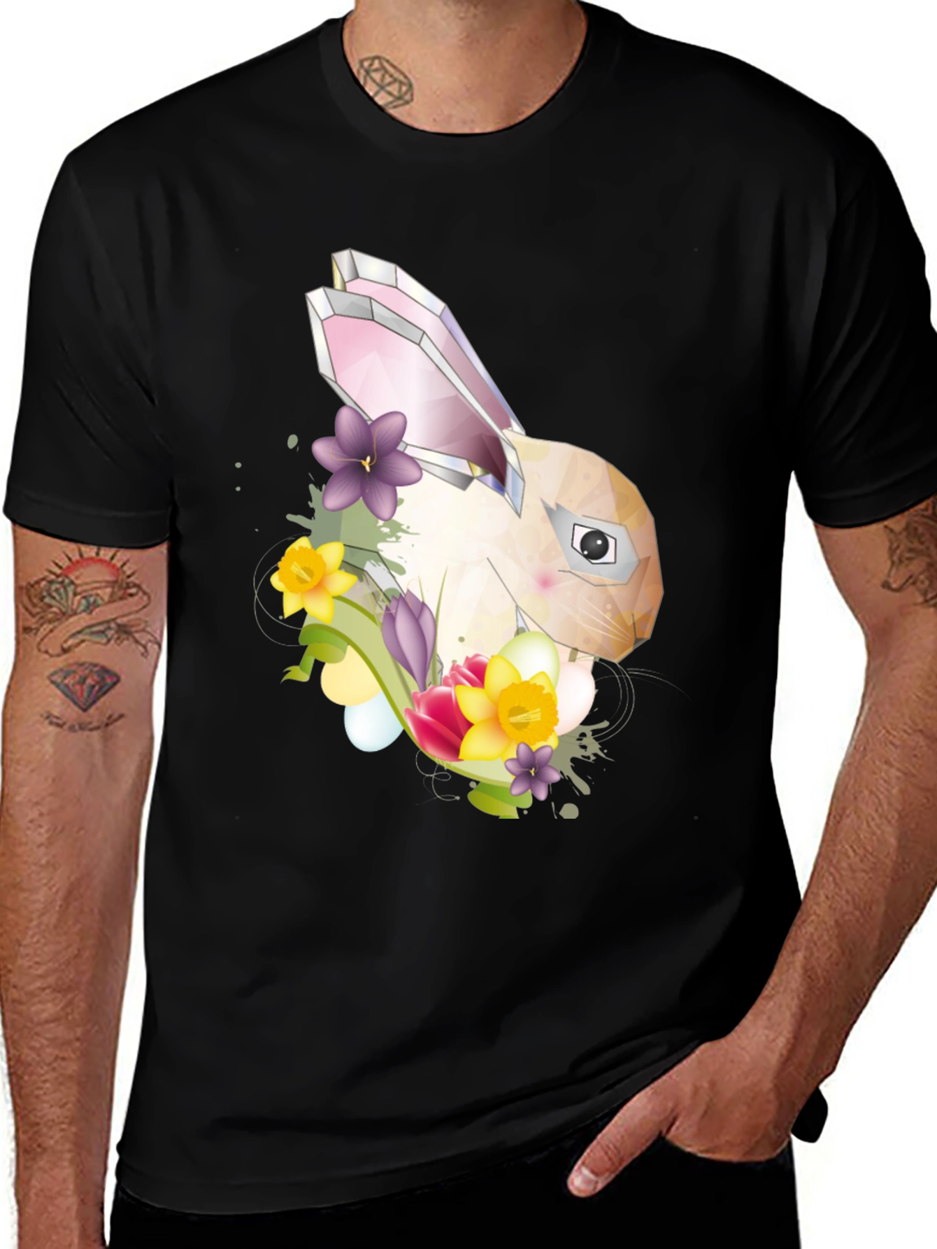 Geometric Bunny Floral T-Shirt