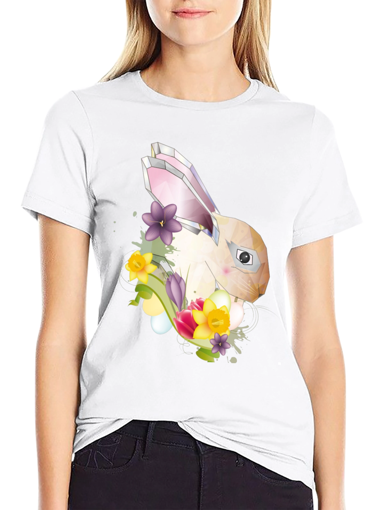 Geometric Bunny Floral T-Shirt