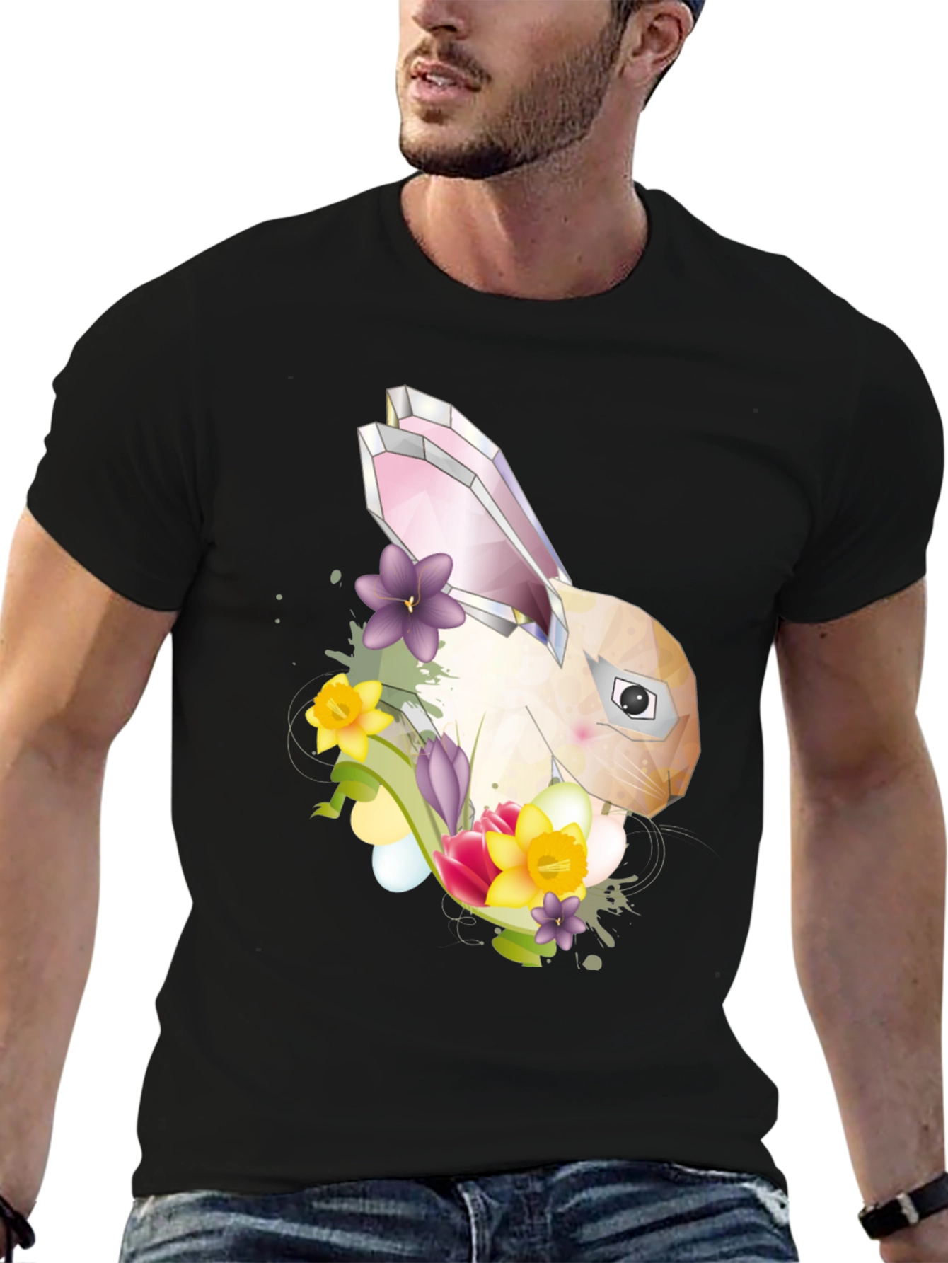 Geometric Bunny Floral T-Shirt