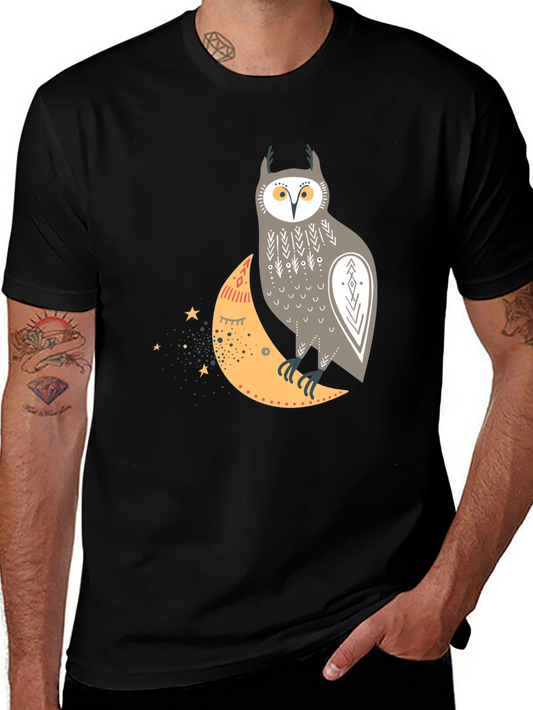 Owl and Crescent Moon Graphic Tee