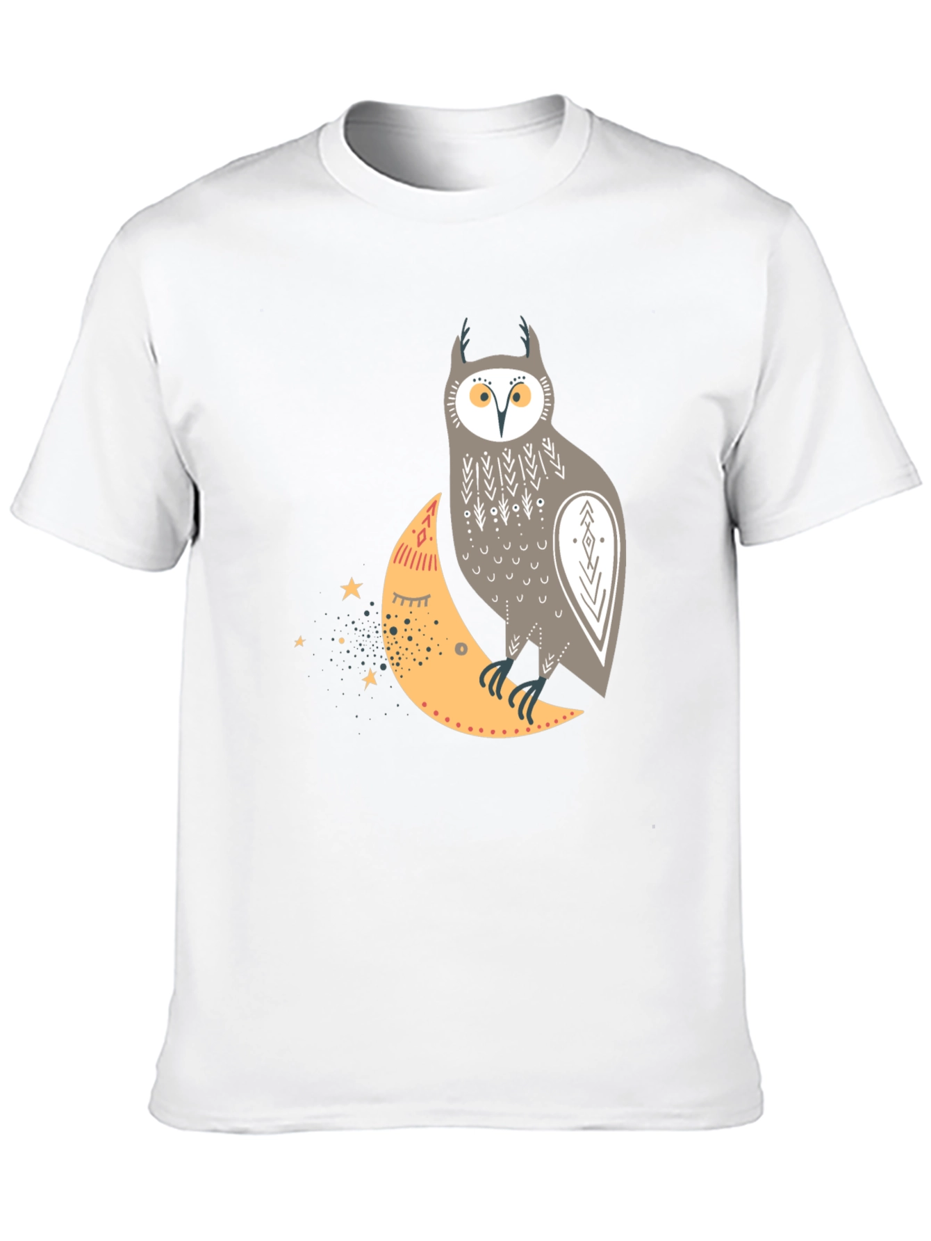 Owl and Crescent Moon Graphic Tee