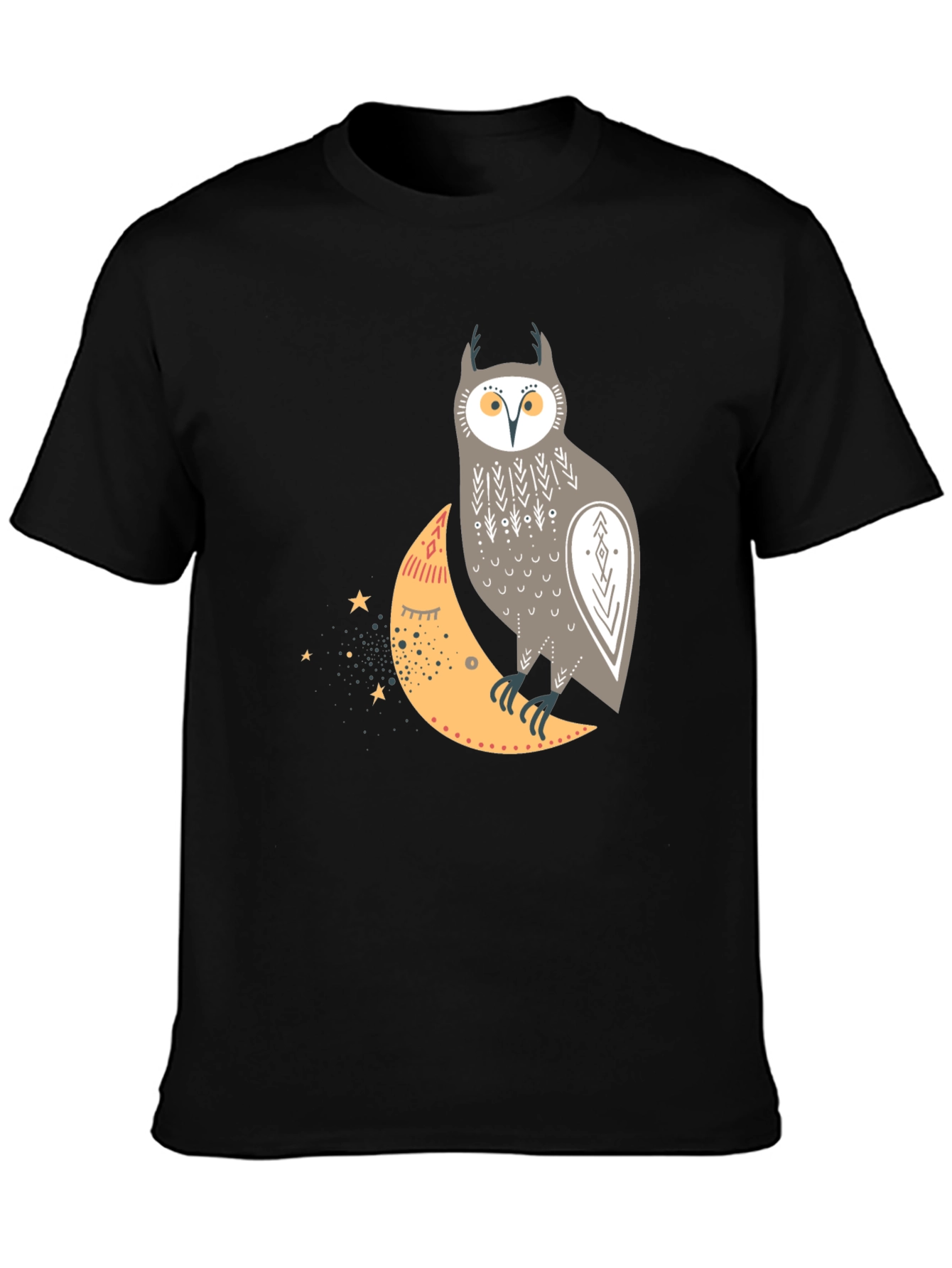 Owl and Crescent Moon Graphic Tee
