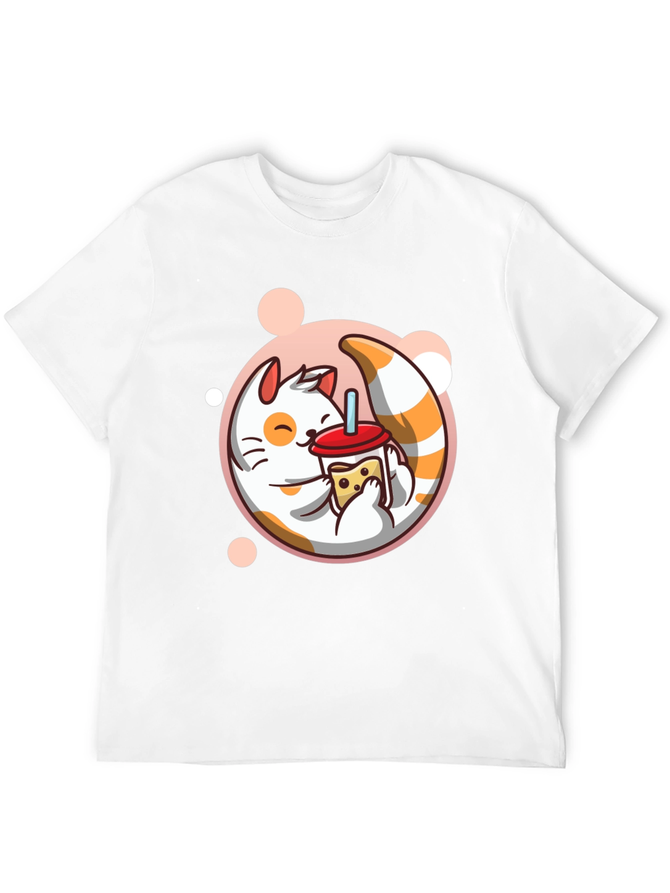 Cute Cat Boba Tea Graphic Tee - Black