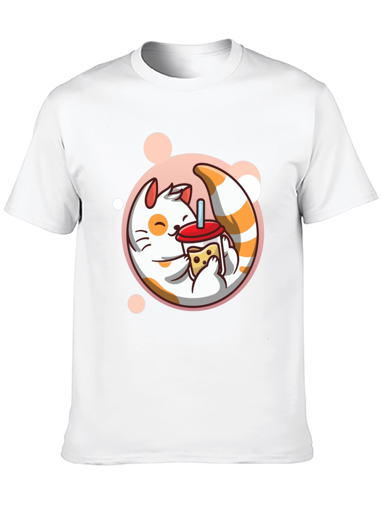 Cute Cat Boba Tea Graphic Tee - Black