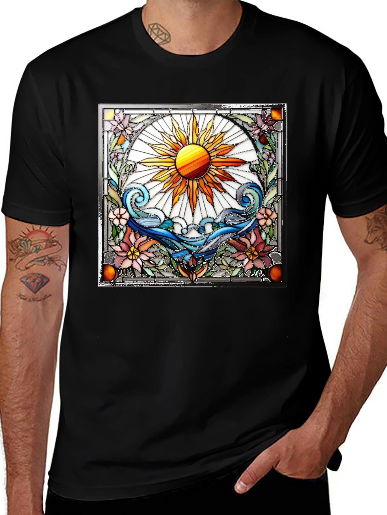 Stained Glass Sun Graphic T-Shirt