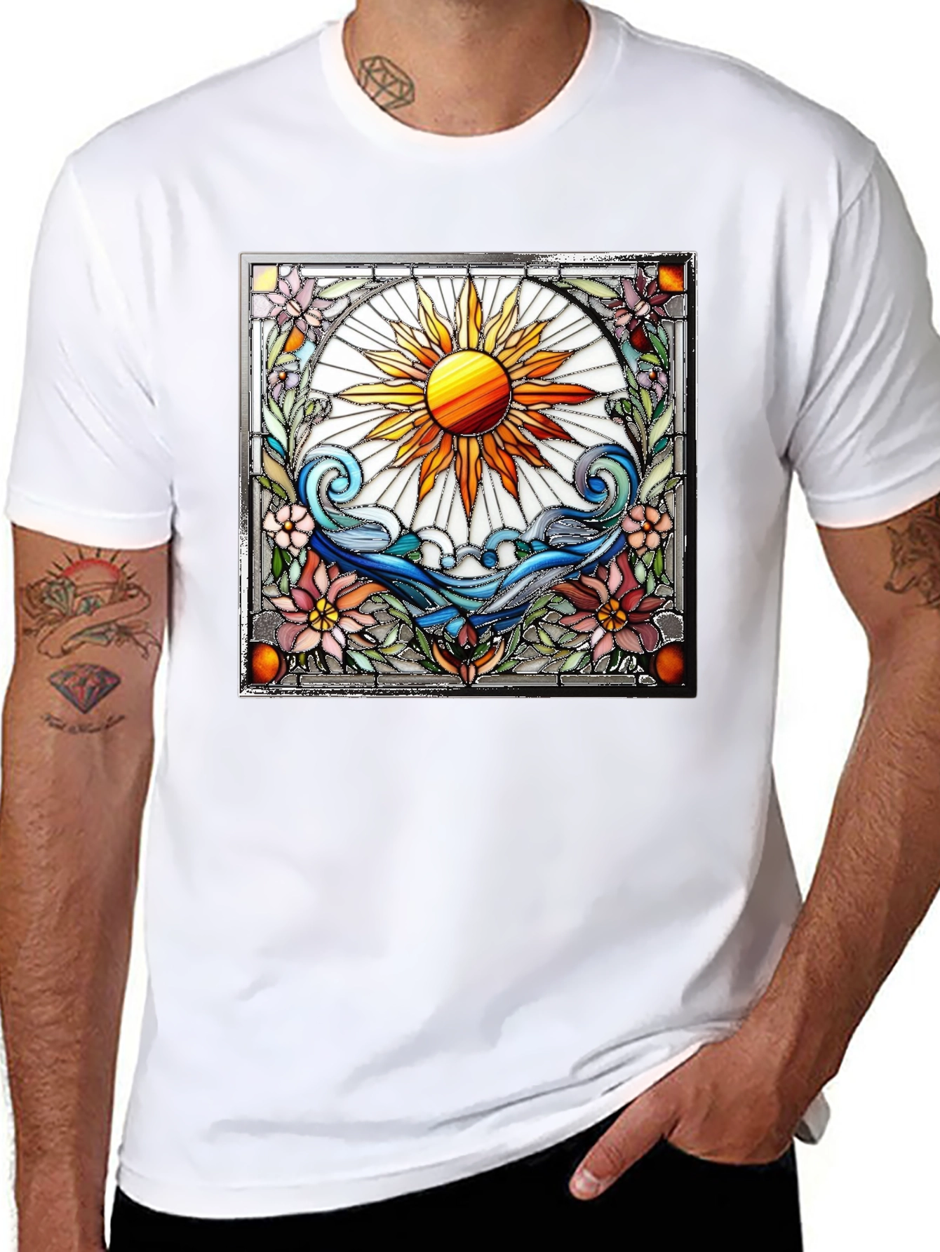 Stained Glass Sun Graphic T-Shirt