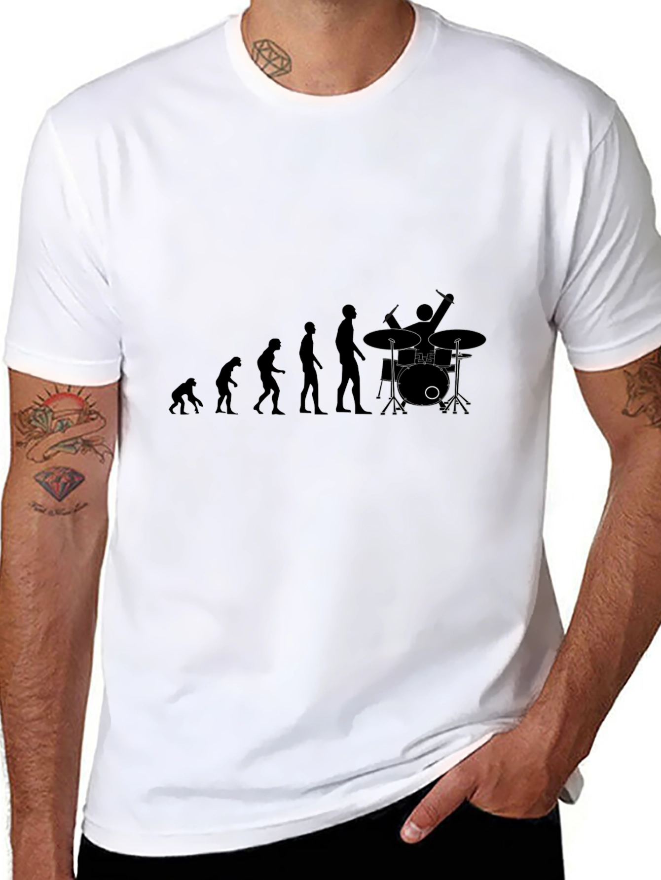 Evolution of Drumming Black T-Shirt