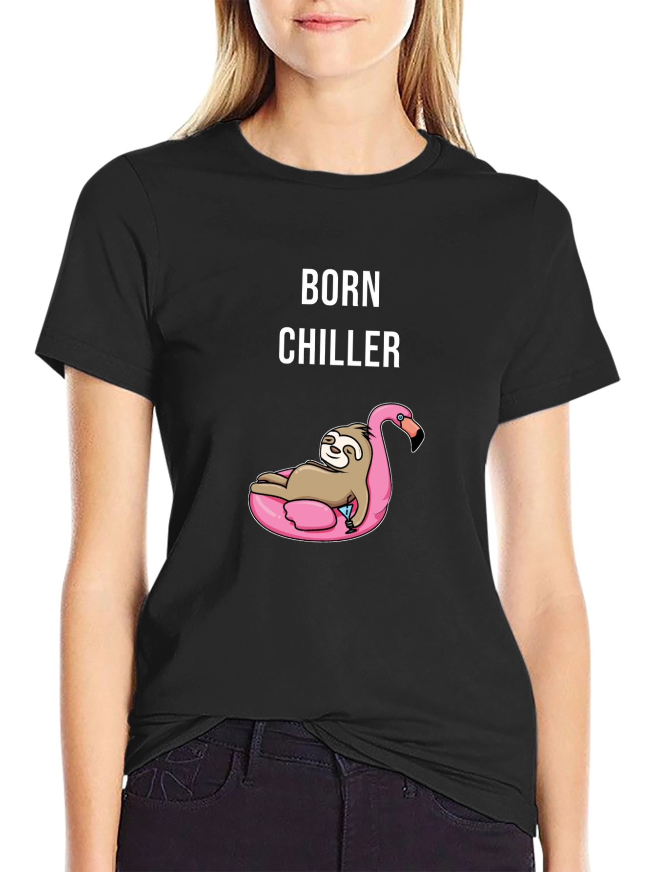 Born Chiller Sloth Flamingo Graphic Tee