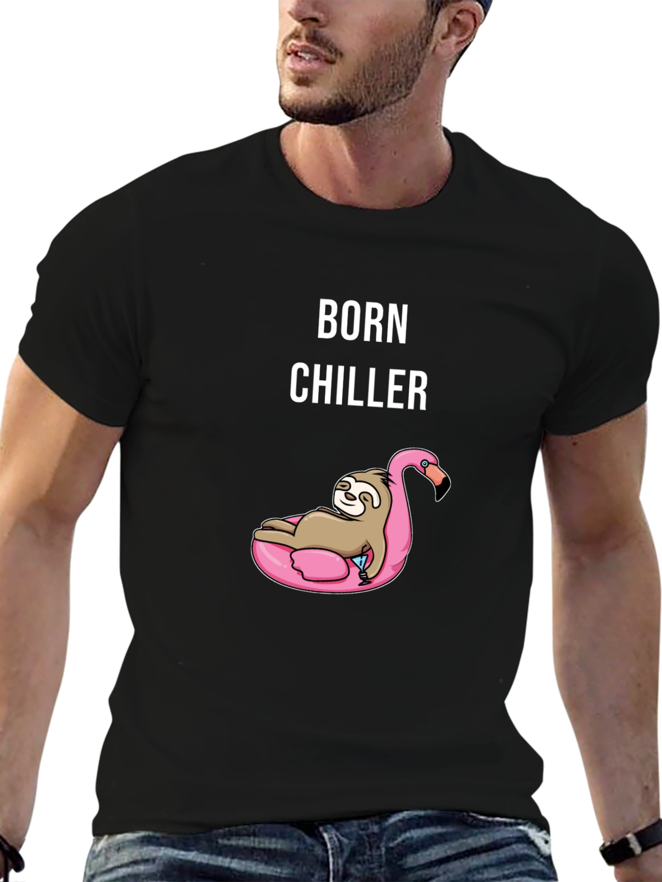 Born Chiller Sloth Flamingo Graphic Tee