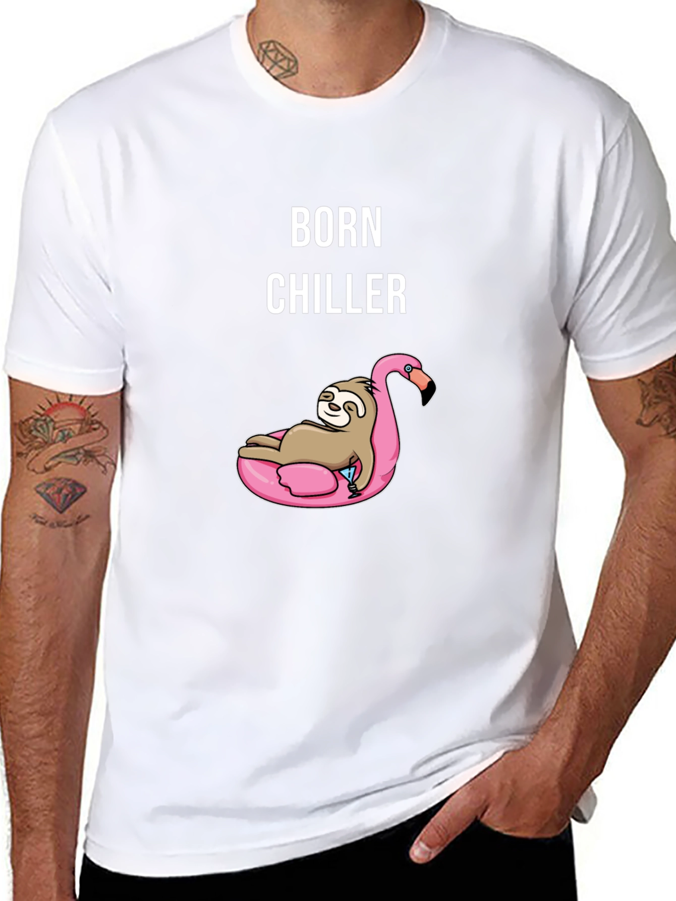 Born Chiller Sloth Flamingo Graphic Tee