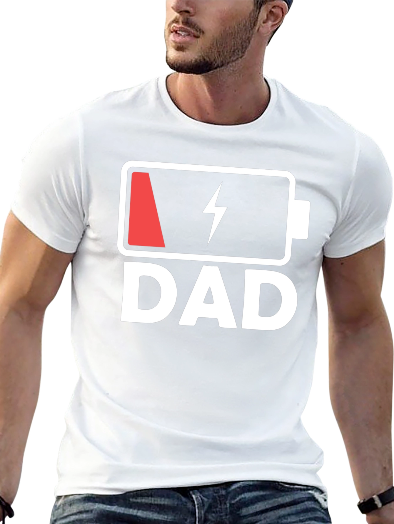Low Battery Dad T-Shirt - Funny Fathers Day Gift