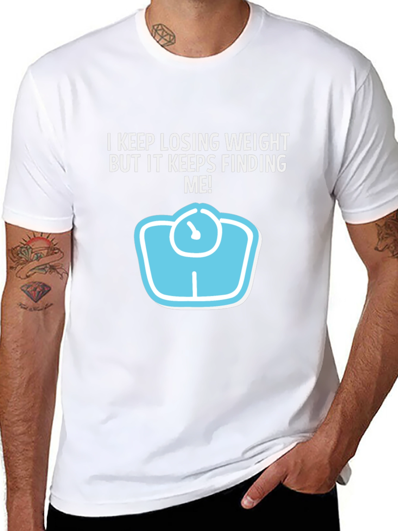 Funny Weight Loss Graphic Tee - Keeps Finding Me!