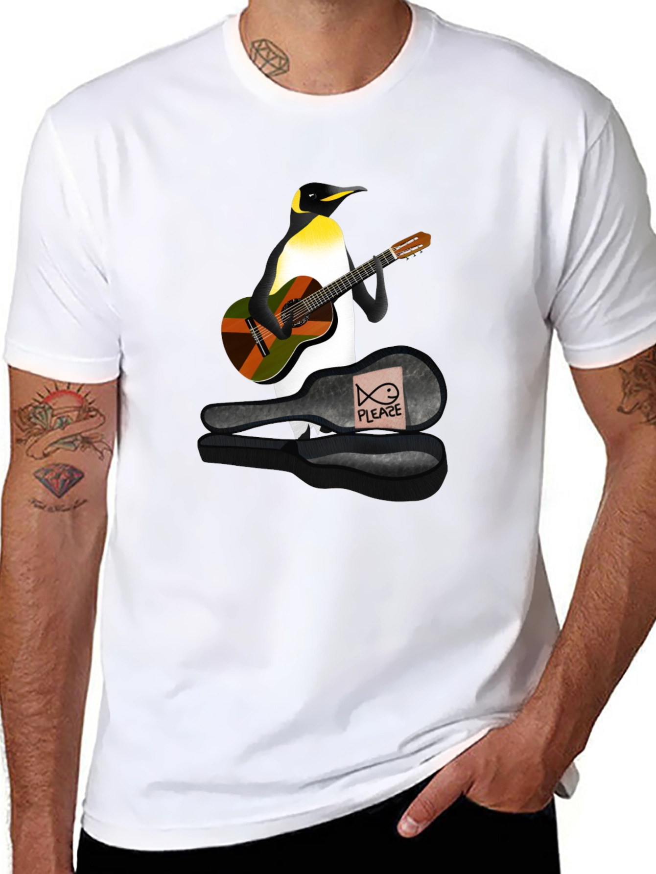 Penguin Guitarist Graphic Tee - Black
