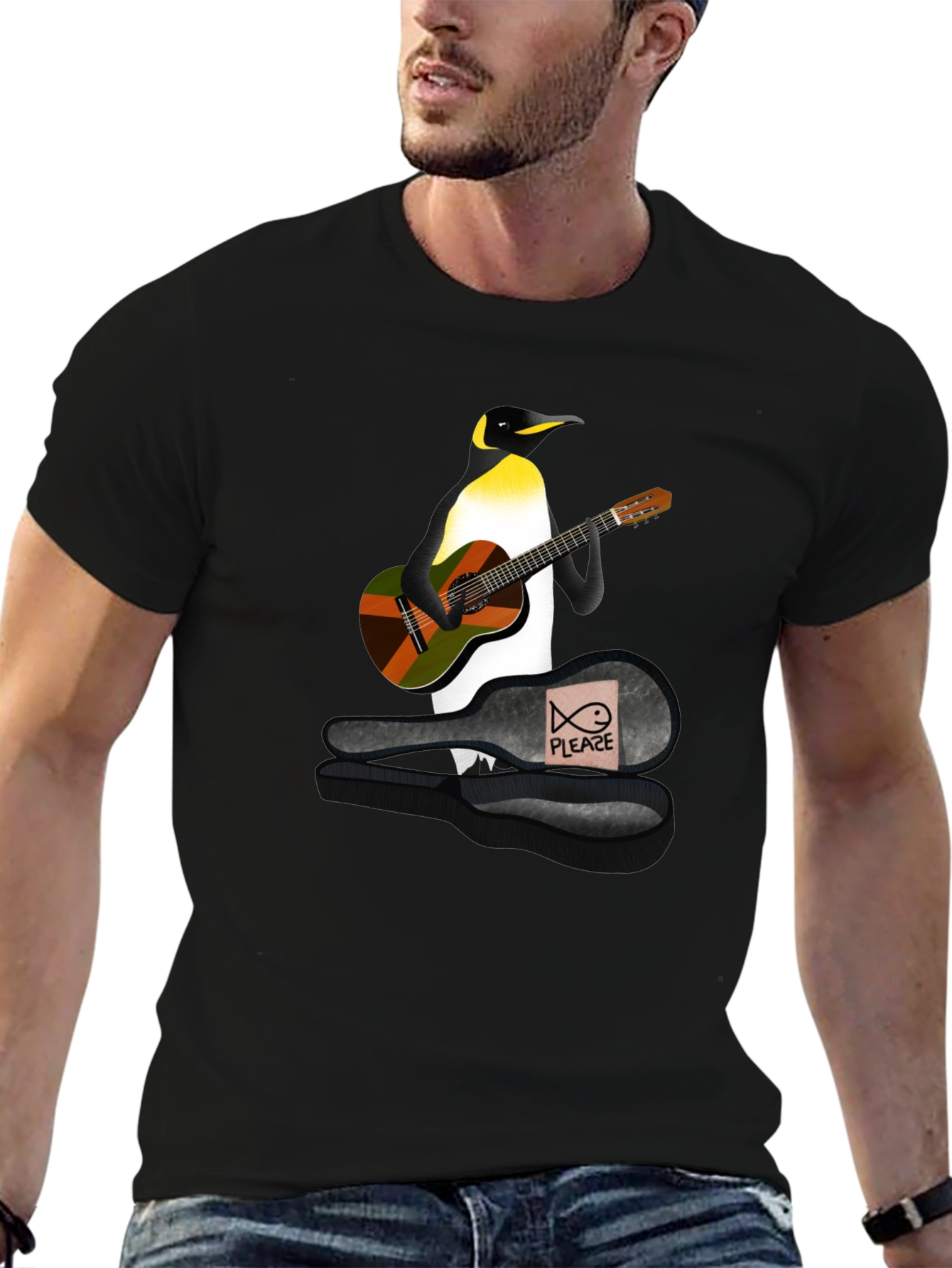 Penguin Guitarist Graphic Tee - Black