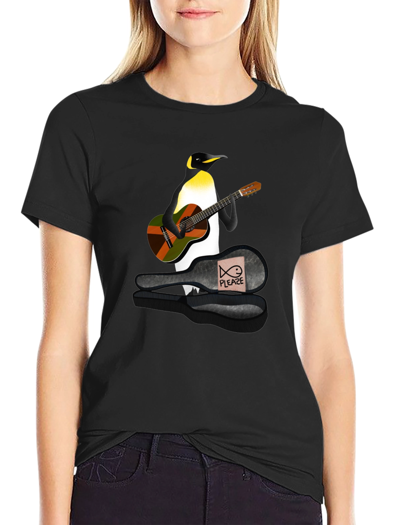 Penguin Guitarist Graphic Tee - Black