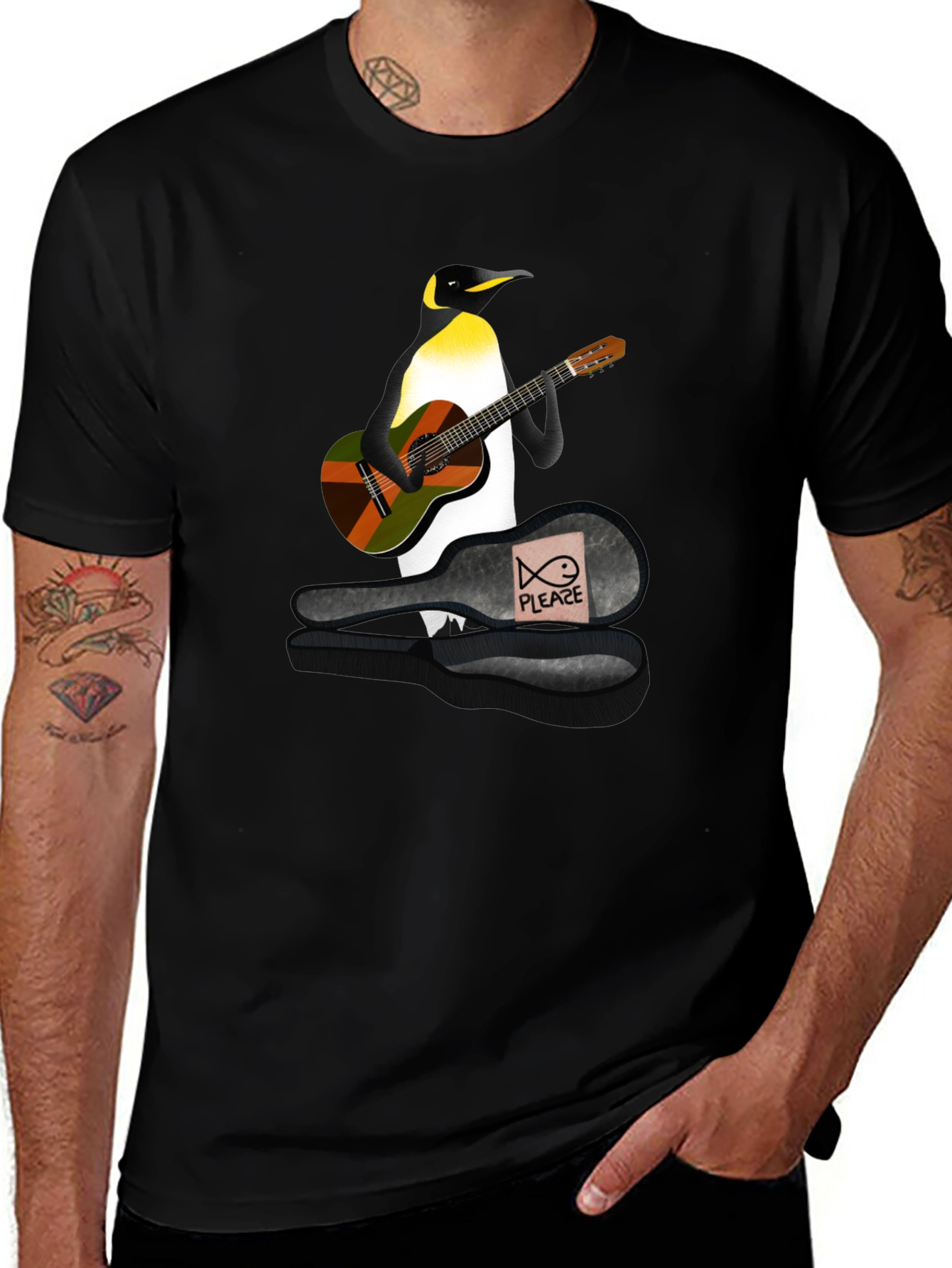 Penguin Guitarist Graphic Tee - Black