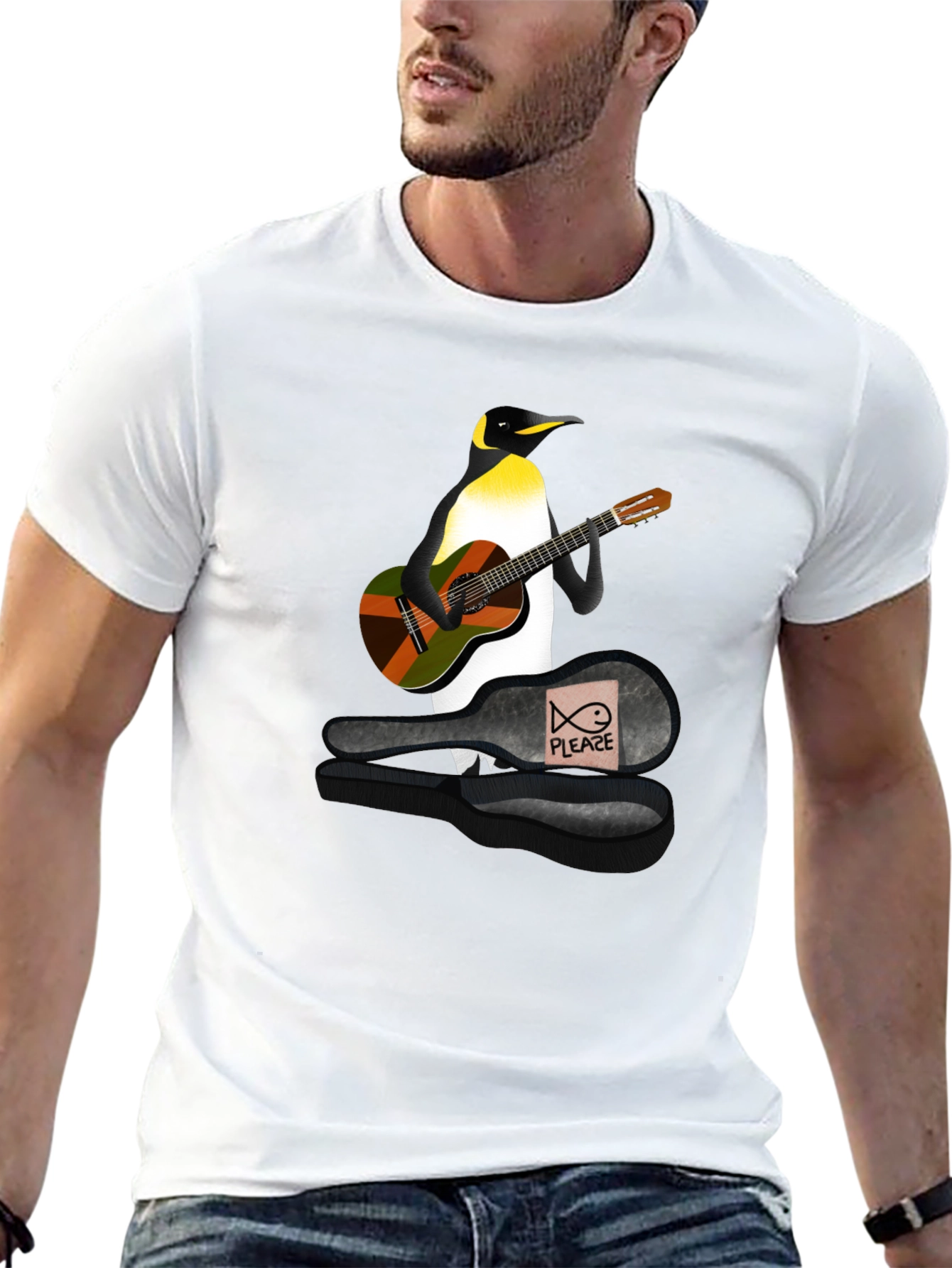 Penguin Guitarist Graphic Tee - Black