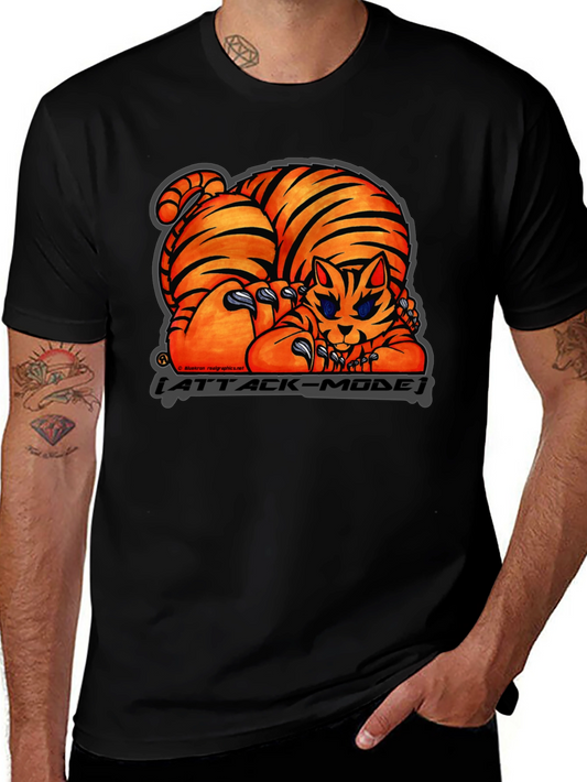 Attack Mode Tiger Graphic T-Shirt Cotton Blend Casual Wear