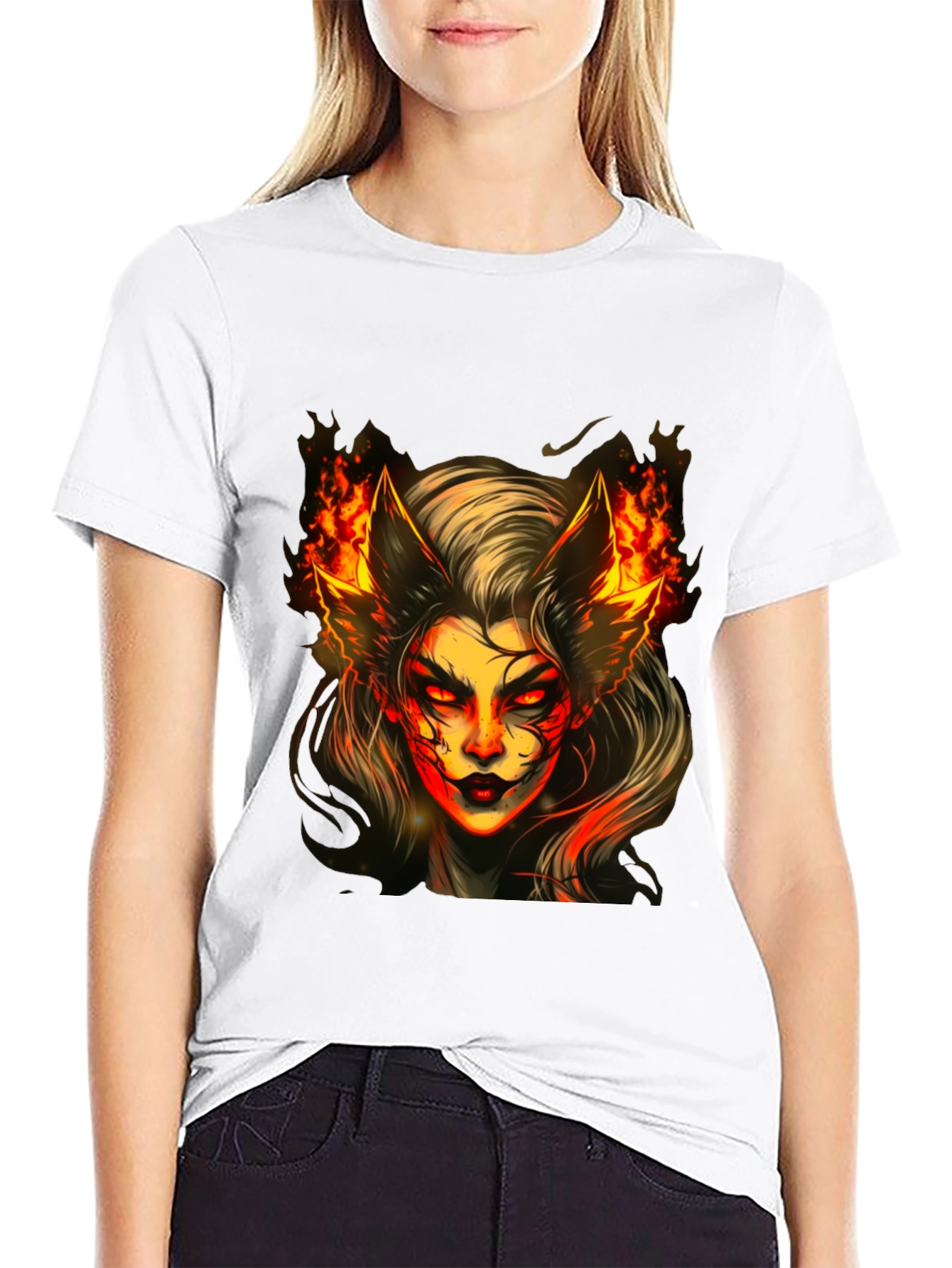 Fiery Demon Woman Graphic Tee