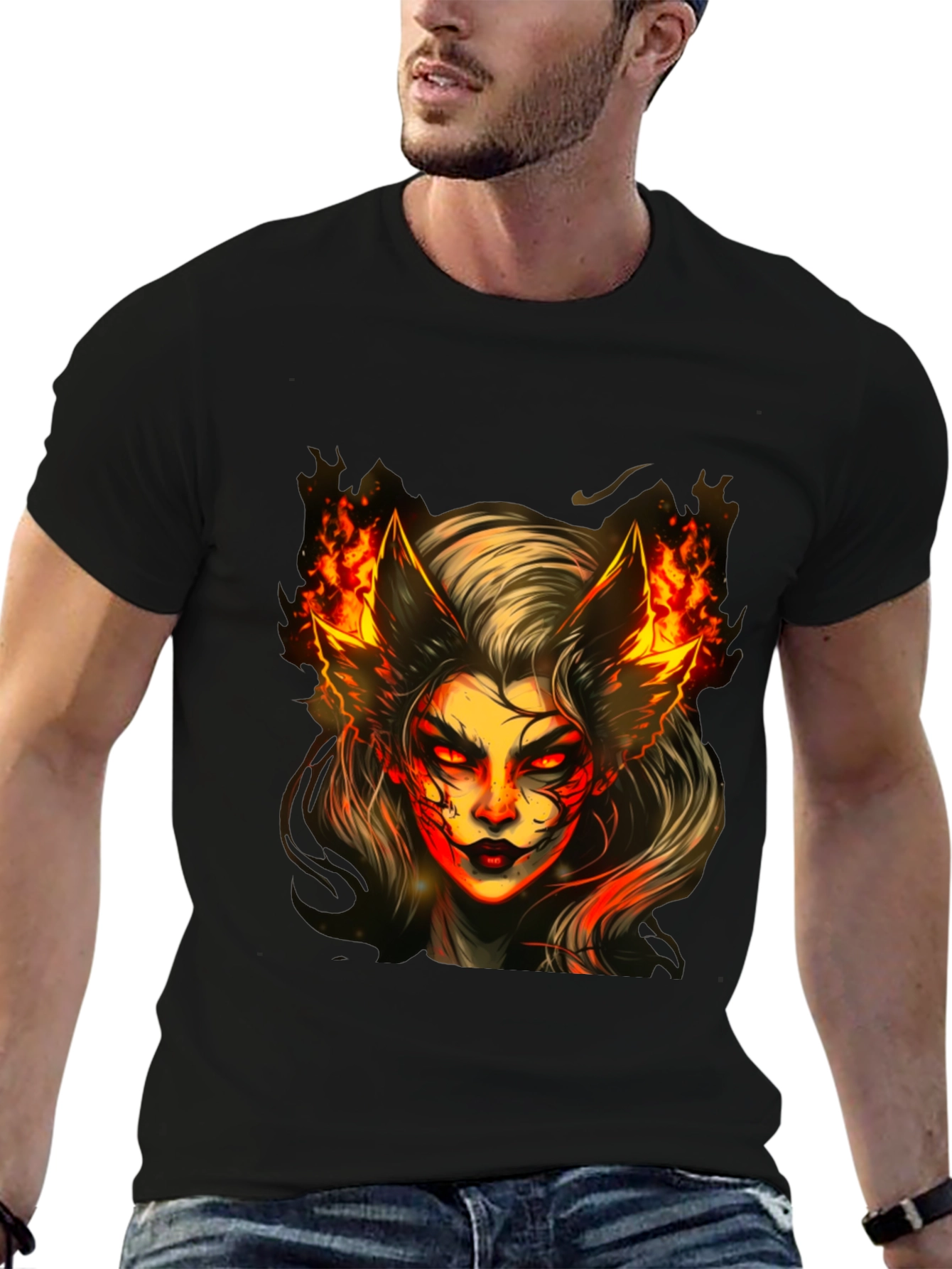 Fiery Demon Woman Graphic Tee