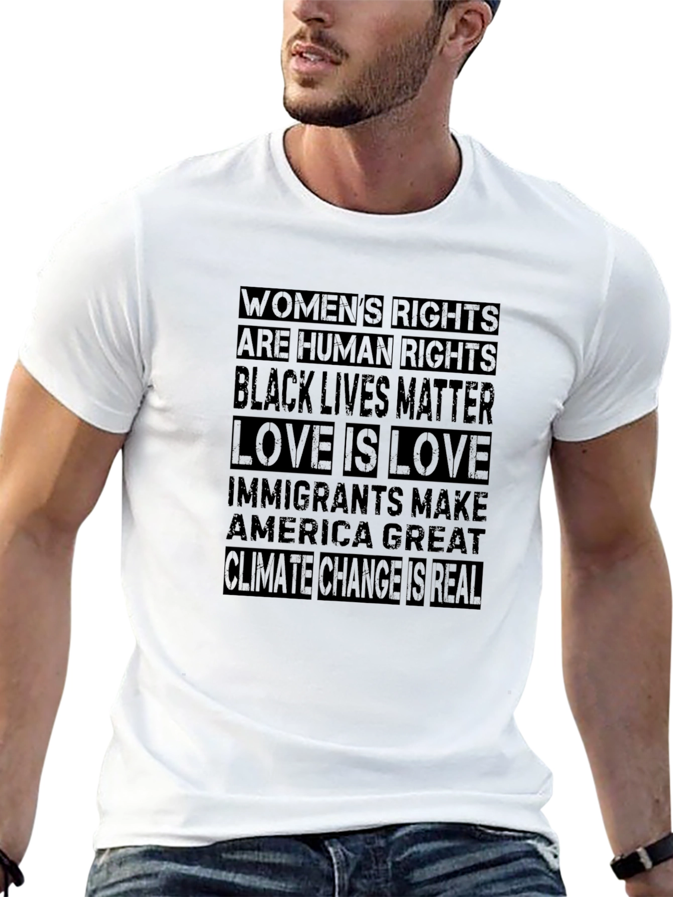 Statement T-Shirt: Womens & Human Rights BLM Love Immigration