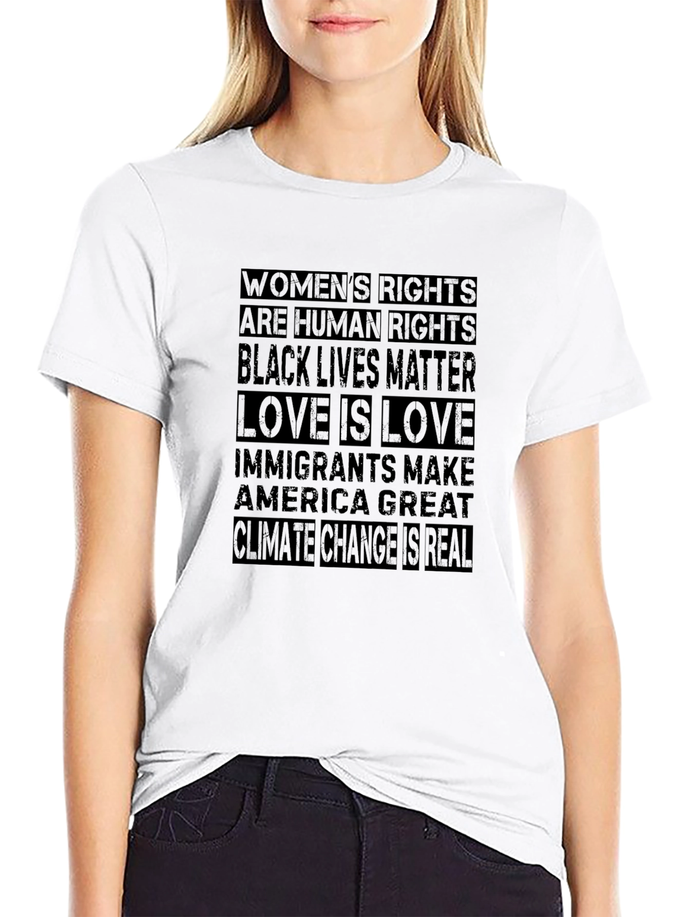 Statement T-Shirt: Womens & Human Rights BLM Love Immigration