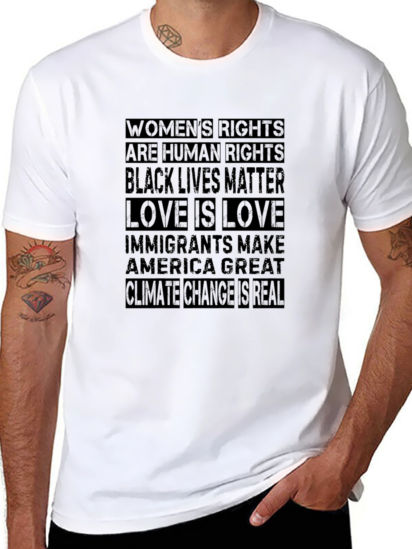 Statement T-Shirt: Womens & Human Rights BLM Love Immigration