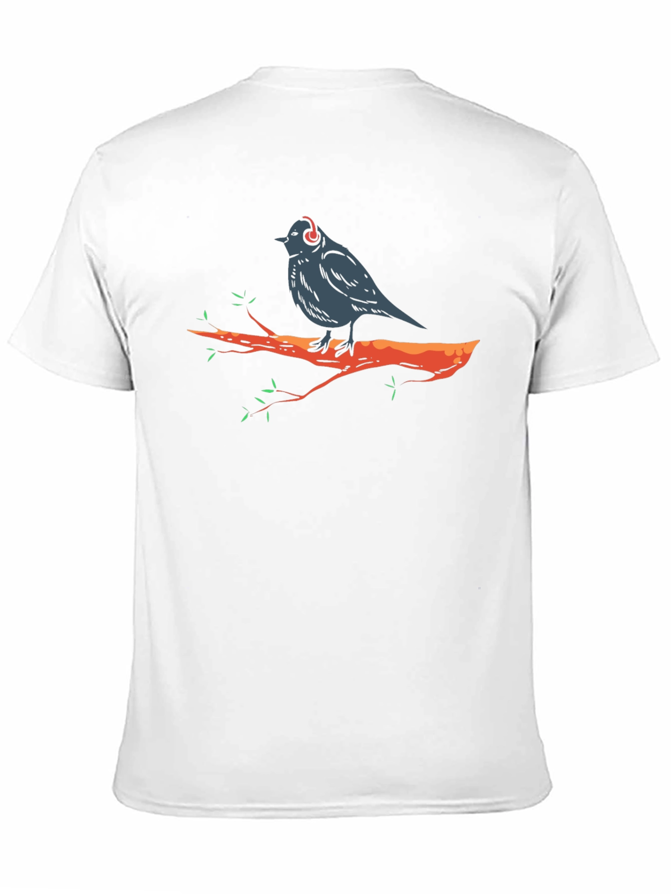 Bird in Headphones Graphic Tee - Black T-Shirt