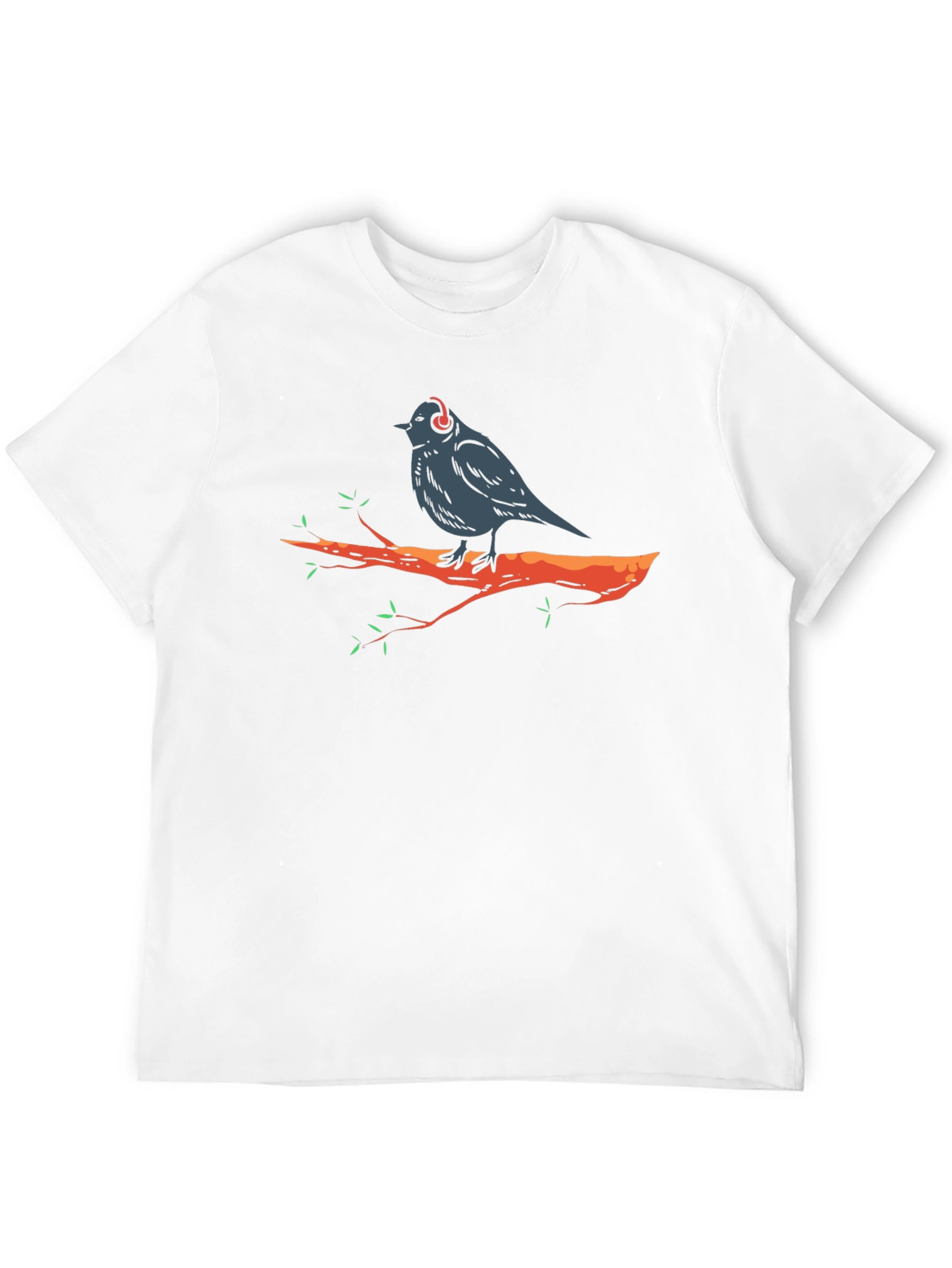 Bird in Headphones Graphic Tee - Black T-Shirt