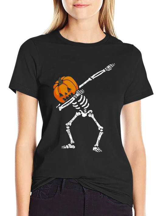 Skeleton Pumpkin Head Dab T-Shirt
