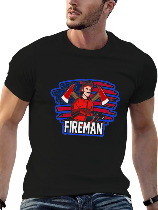 Fireman T-Shirt - Patriotic Firefighter Graphic Tee