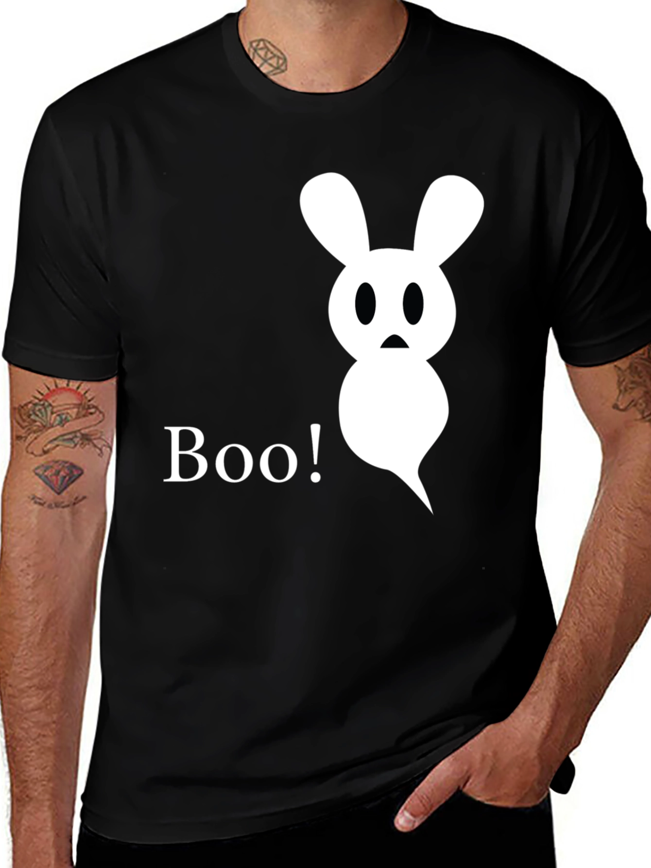 Boo! Ghost Bunny Graphic Tee - Halloween Shirt