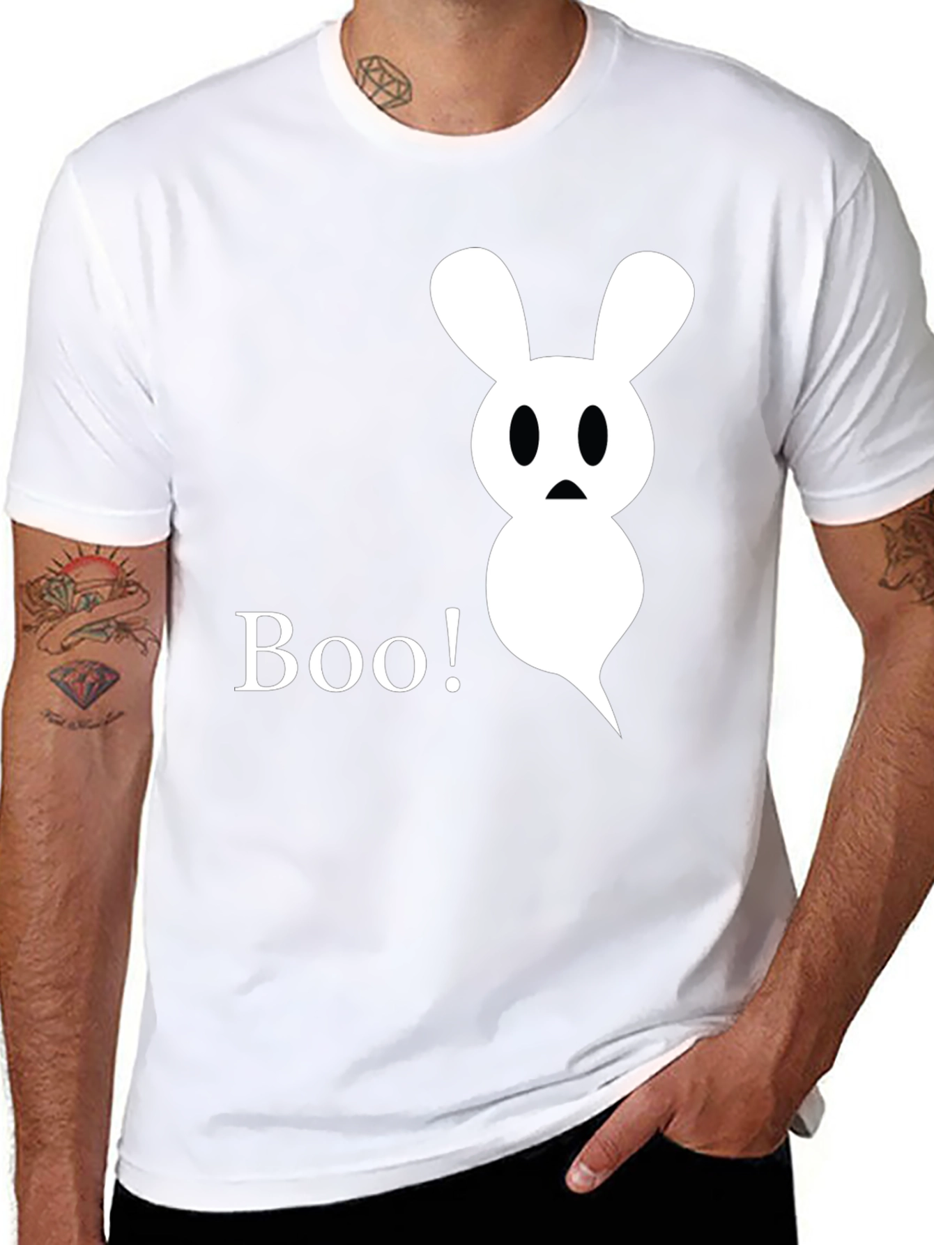Boo! Ghost Bunny Graphic Tee - Halloween Shirt