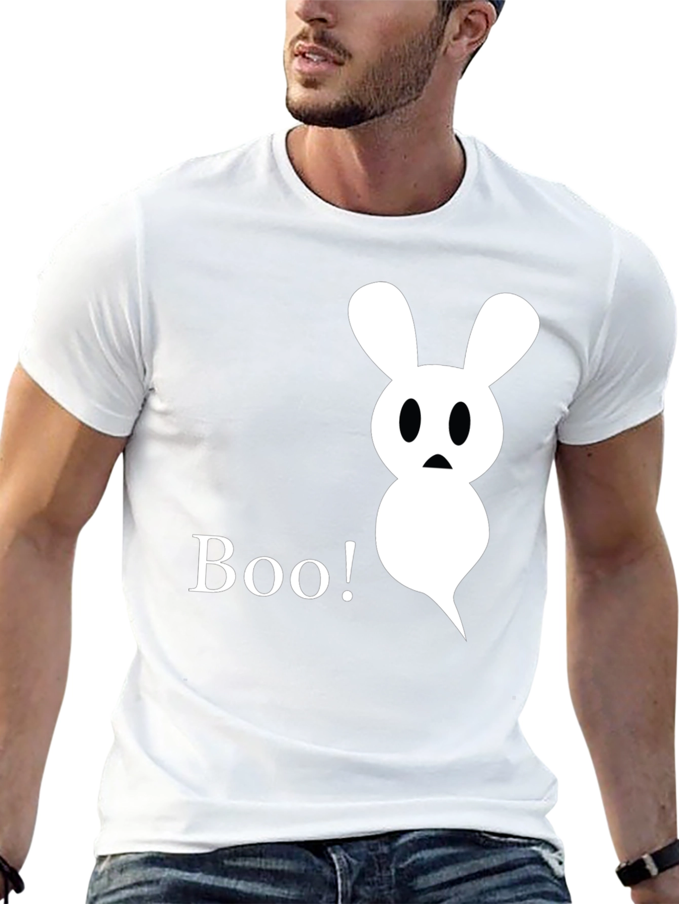 Boo! Ghost Bunny Graphic Tee - Halloween Shirt
